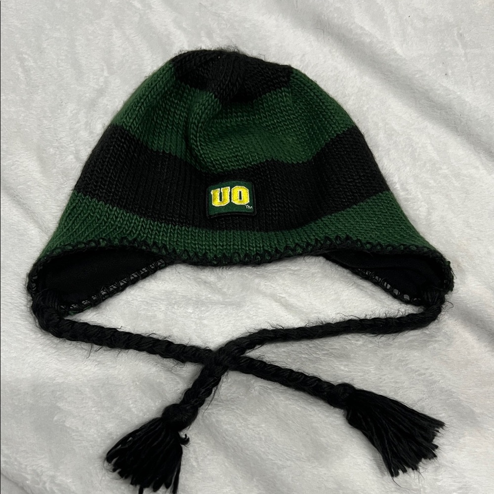 Columbia Oregon Ducks Green and Black Knit Beanie with Ear Flaps